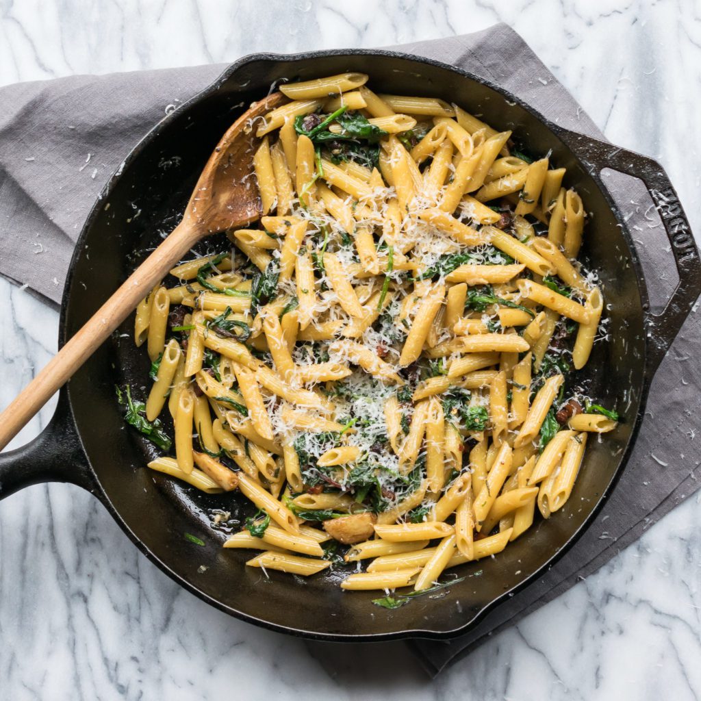 Pasta with Guanciale and Greens - Recipe by Cooks and Kid